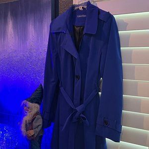 LIKE NEW! Calvin Klein XLG Gorgeous Royal Blue Trench Coat